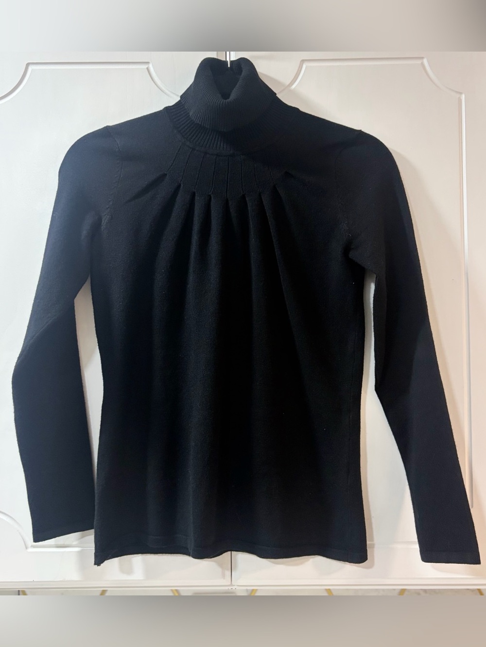 RED Valentino Black Pleated Yoke Turtleneck Sweater Small | Italian Designer